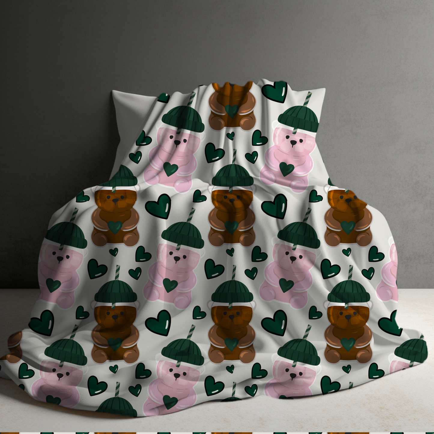 Blanket - Valentine’s Day - Green Bear - PREORDER