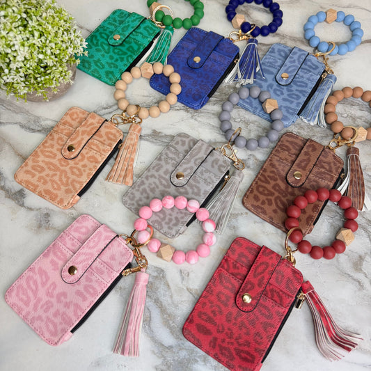Bracelet Keychain & Card Holder Wallet - Animal Print
