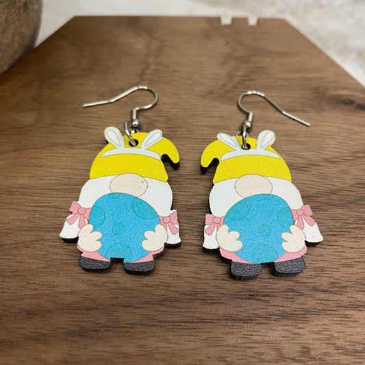 Wood Dangle Earring - Easter - #2