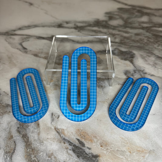 Jumbo Paperclip - Blue Checker