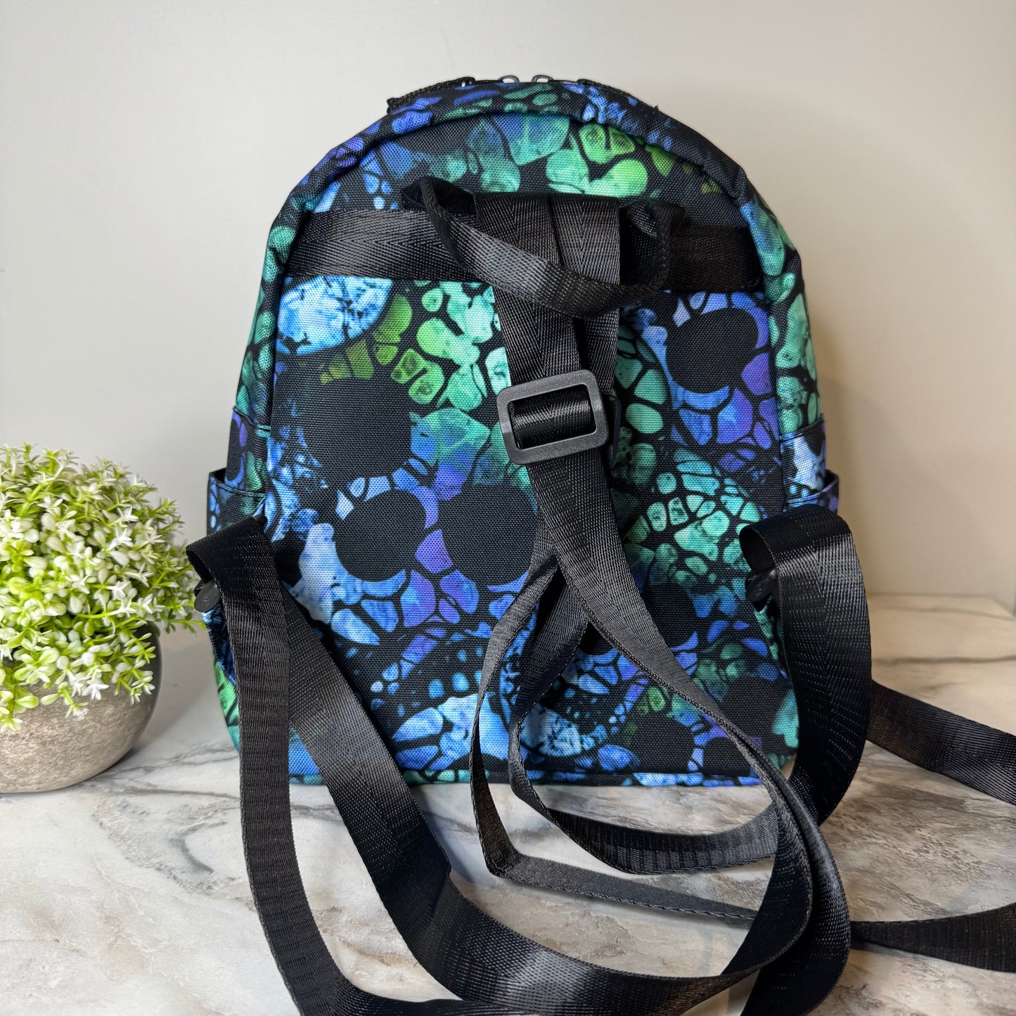 Mini Backpack - Halloween Blue Green Skull