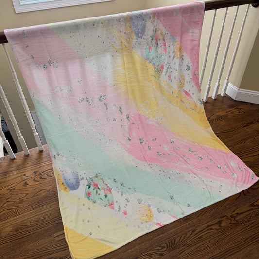 Blanket - Easter - Egg Pastel Stripes Silver