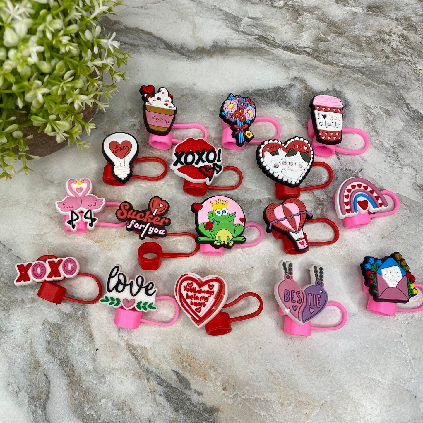 Silicone Straw Toppers Tumbler - Love Mix #2