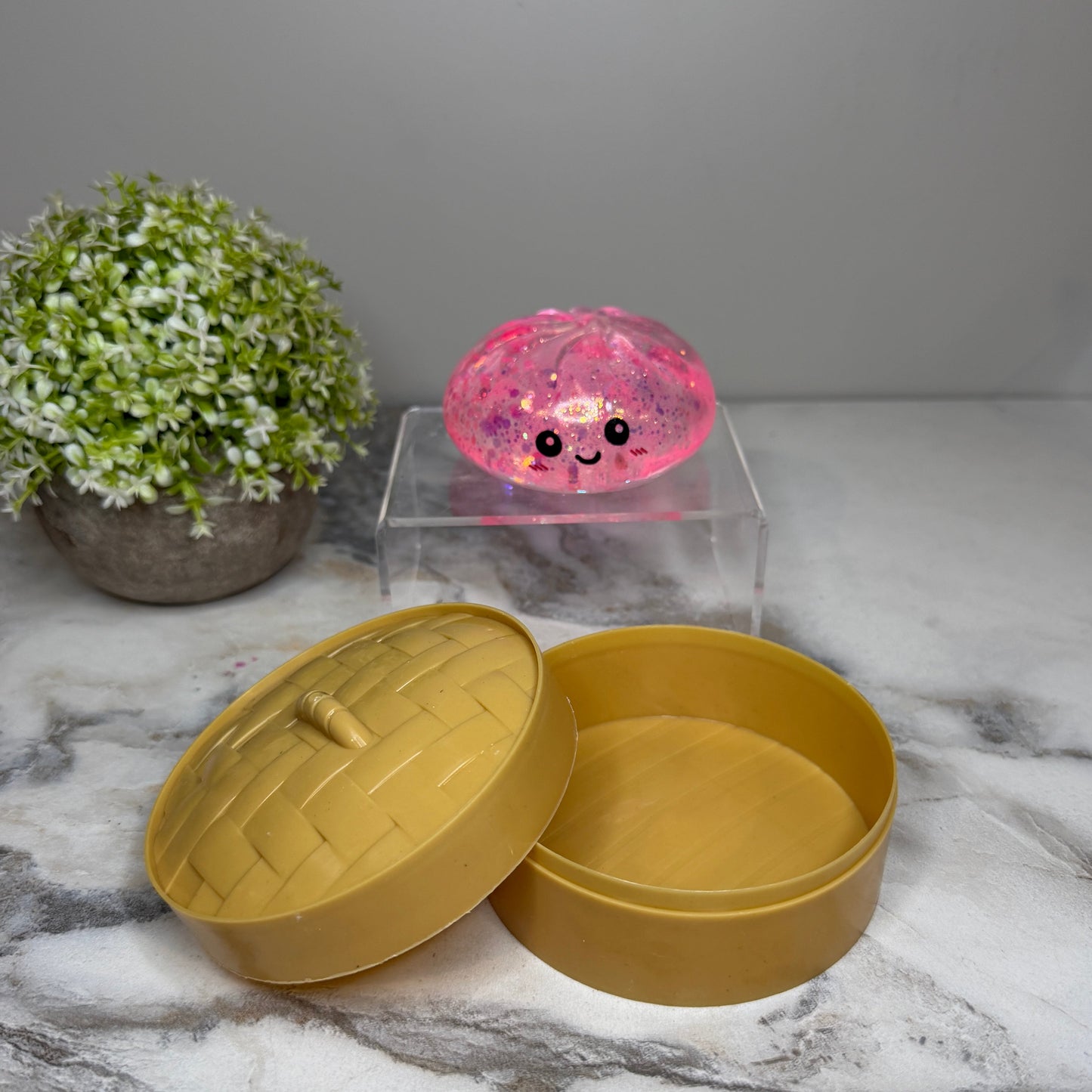 Squishy Toy - Viral Dumpling, Slow Rise Glitter - Pink