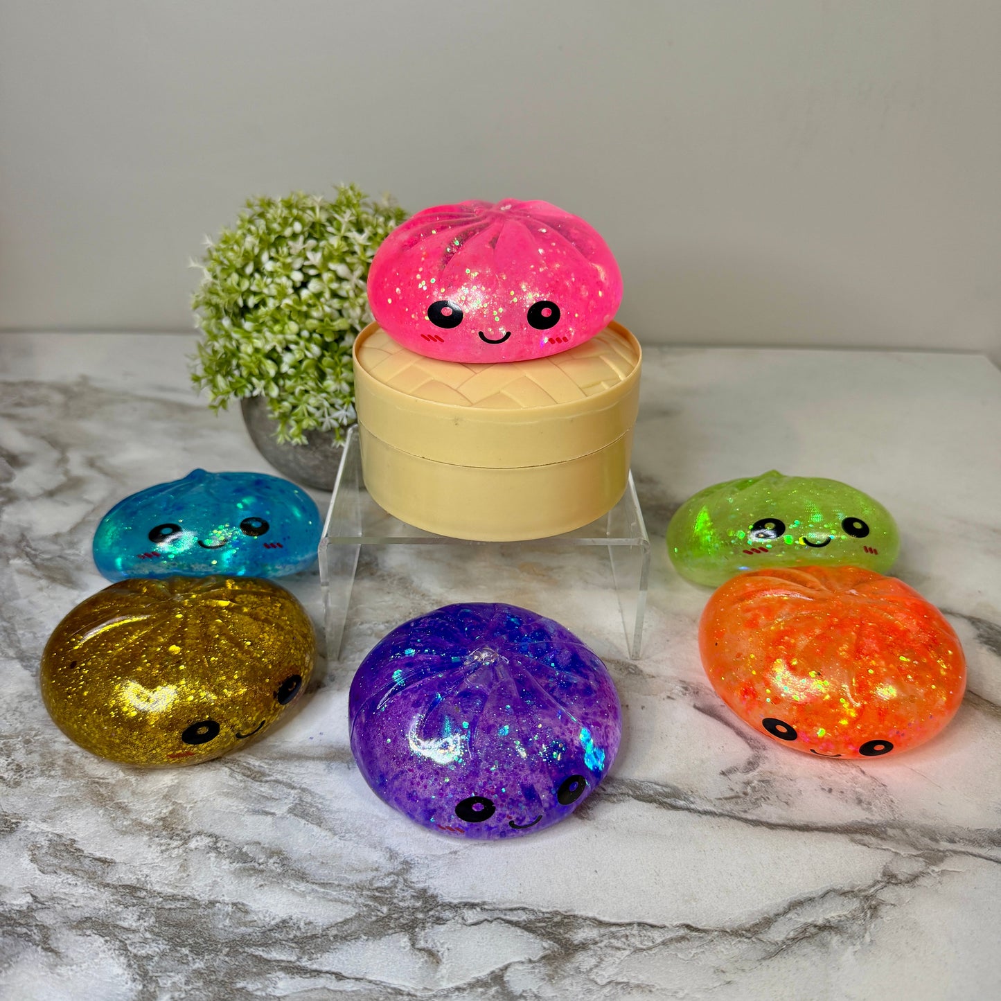 Squishy Toy - Viral Dumpling, Slow Rise Glitter - Orange