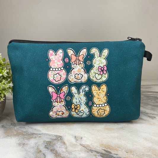 Pouch - Easter - Bunnies on Teal
