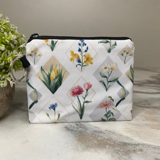 Mini Pouch - Floral Diamonds