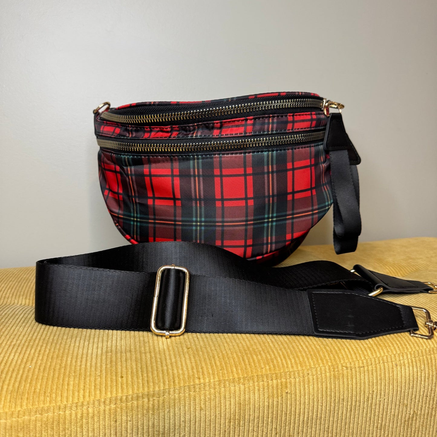 The Roni Nylon Crossbody - Red Plaid