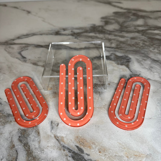 Jumbo Paperclip - Coral Polka Dot