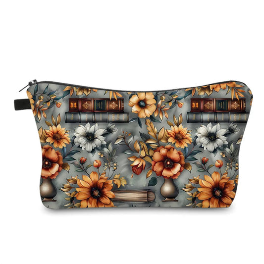 Pouch - Books Floral on Grey