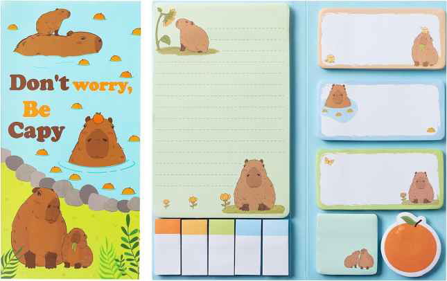 Sticky Note Booklet Set - Don't Worry Be Capy (#1)