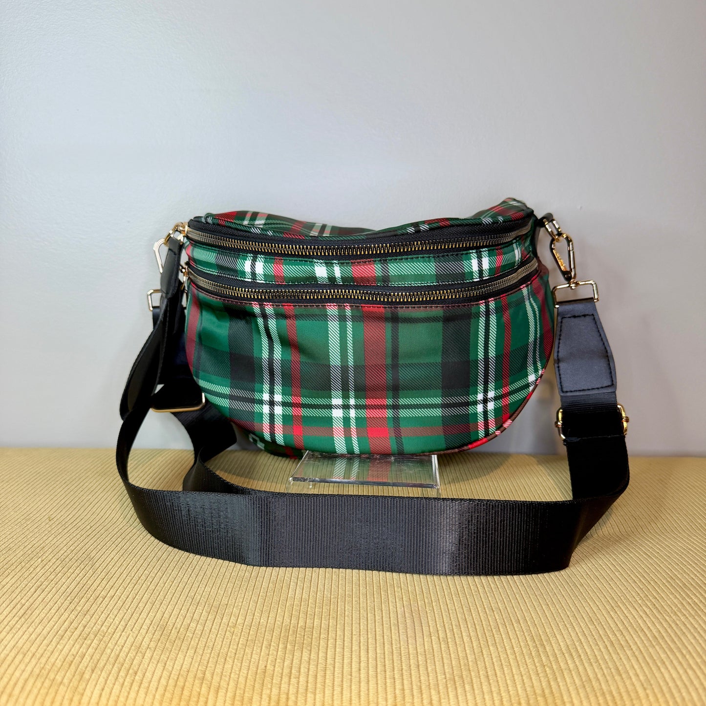 The Roni Nylon Crossbody - Green Plaid - PREORDER