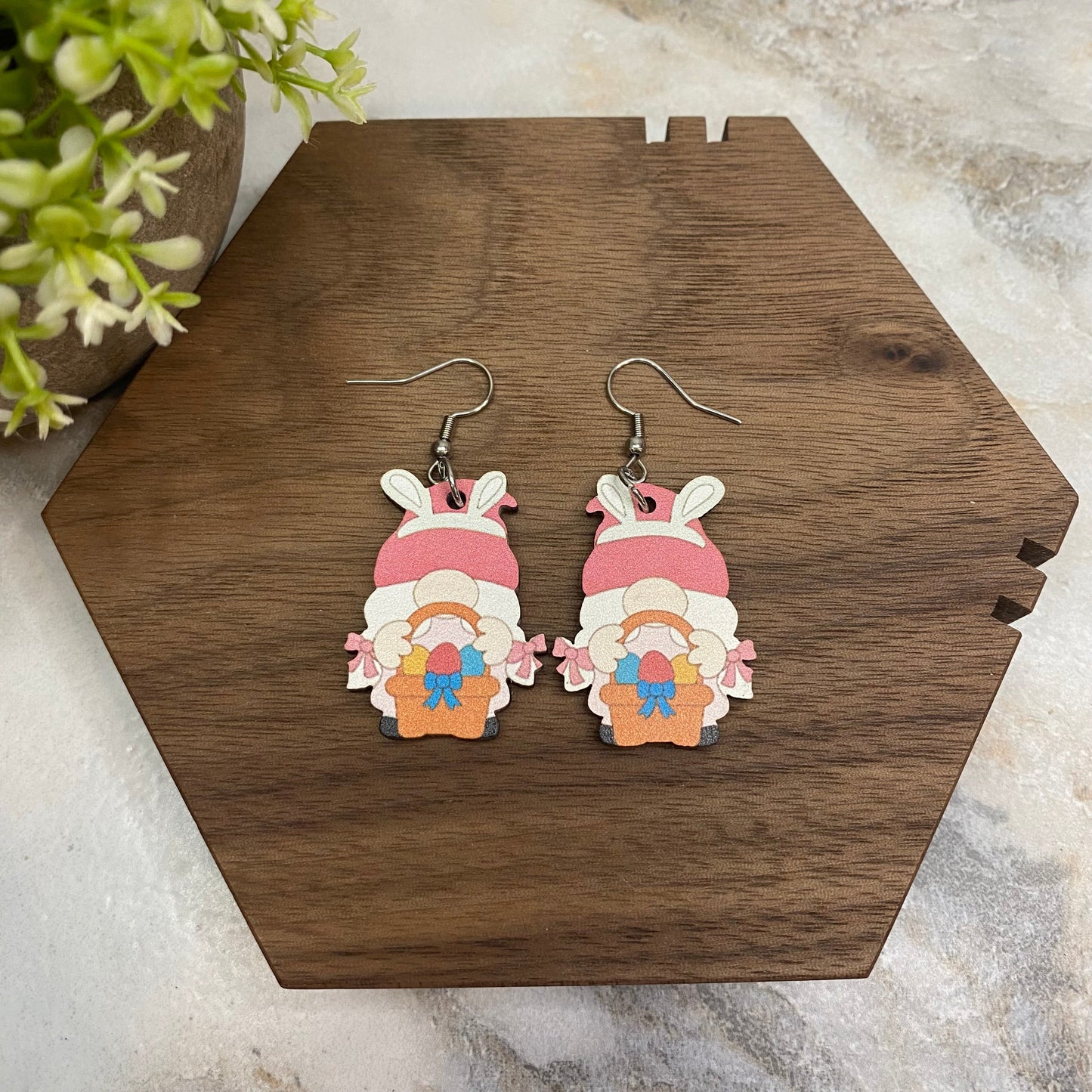 Wood Dangle Earring - Easter - #1