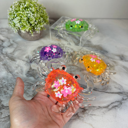 Squishy Toy - Glitter Crab + Flowers