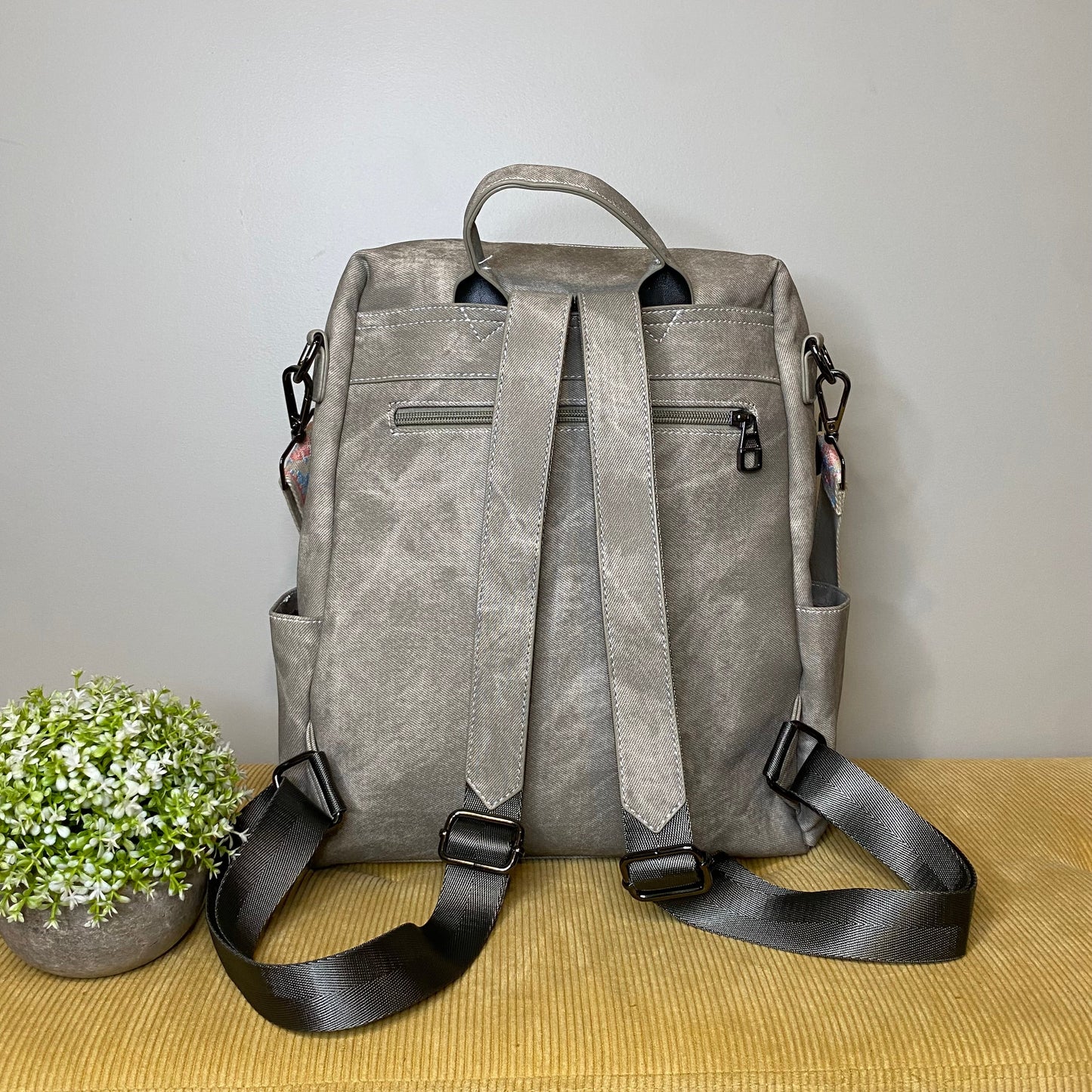 Denim Suede Brooke Backpack + Pouch