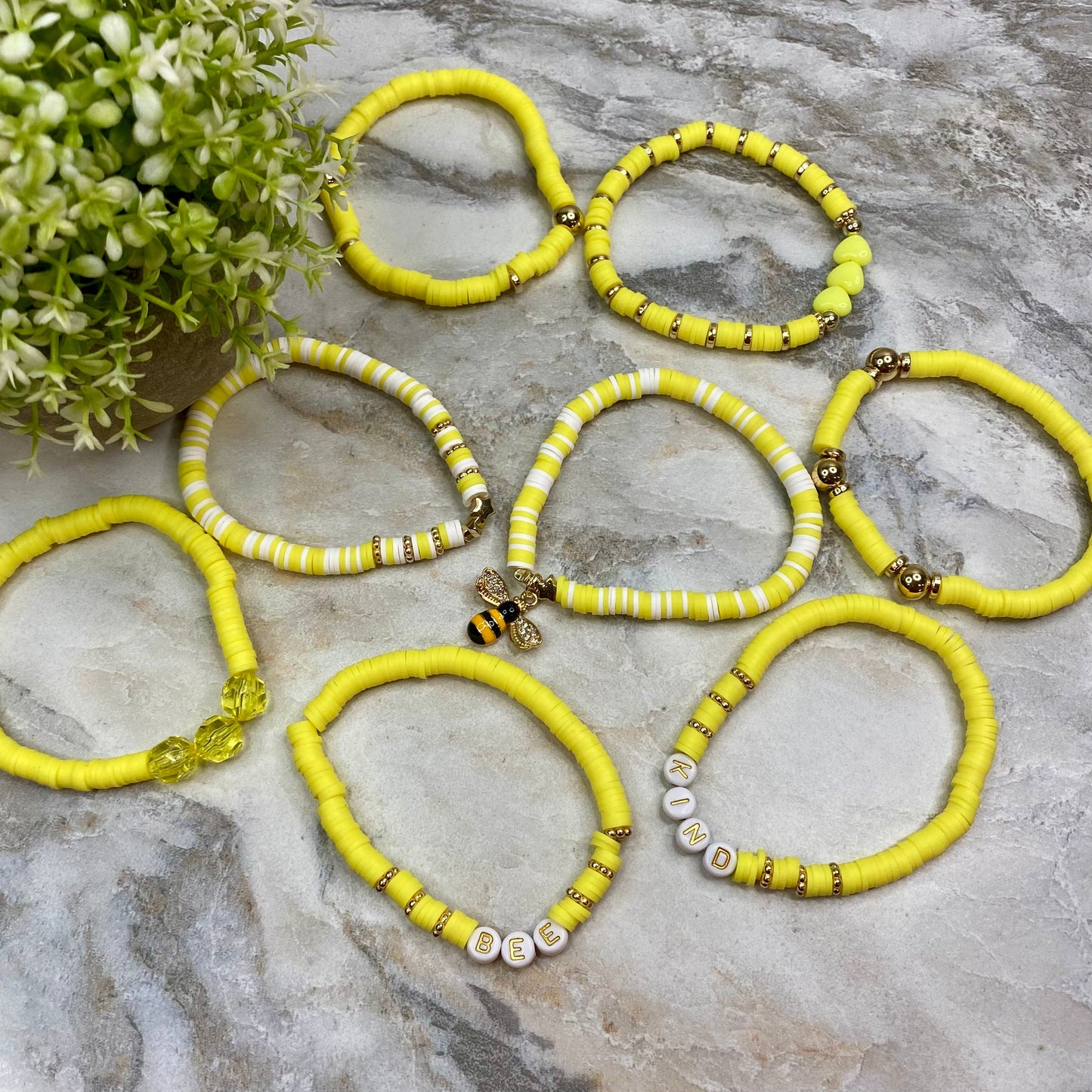 Bracelet - Clay + Bead - Yellow Bee Mix