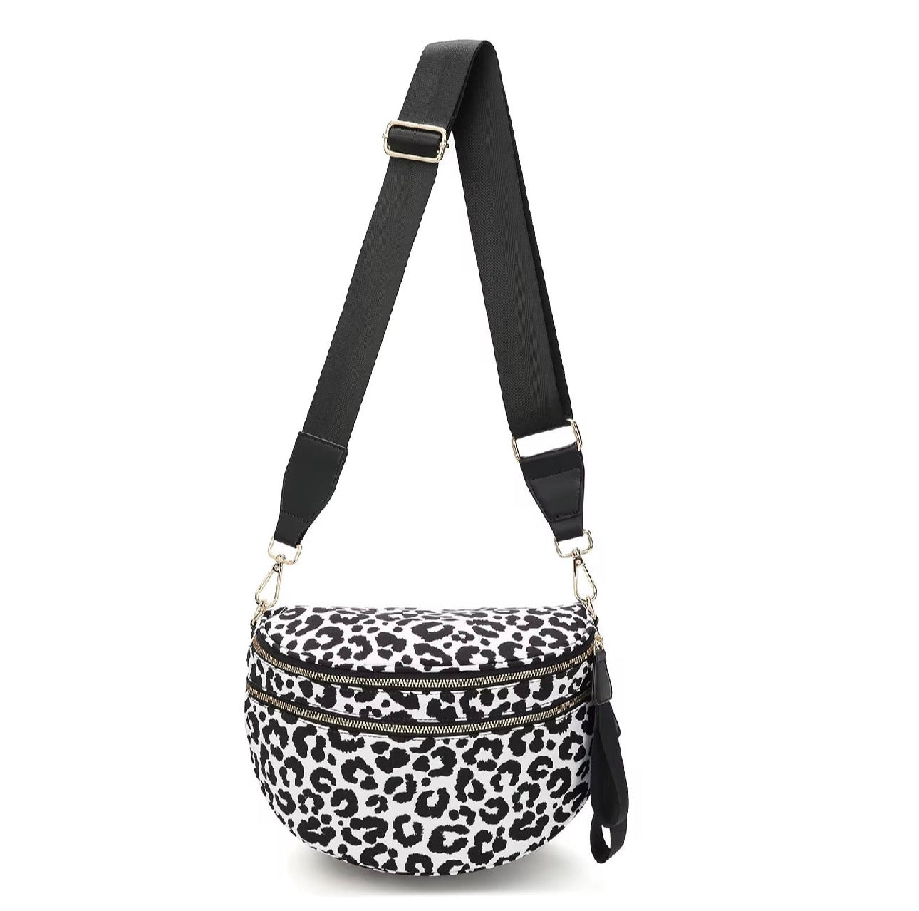 The Roni Nylon Crossbody - Animal Print White with Black